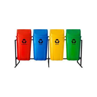 Conjunto para coleta seletiva (estrutura com 4 lixeiras basculantes 60 l)
