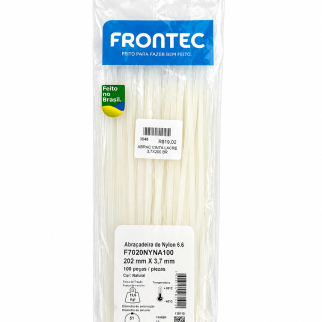 Abraçadeira de nylon branca 6.6 202x3.7 mm 100 peças