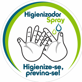 Adesivo redondo higienizador spray 6cm diametro