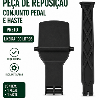 Peça de reposição - conjunto pedal e haste preto lixeira 100 litros