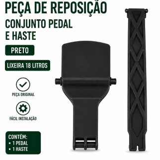 Peça de reposição - conjunto pedal e haste preto lixeira 018 litros