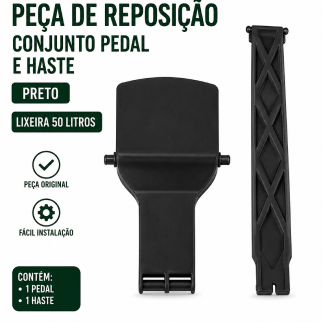 Peça de reposição - conjunto pedal e haste preto lixeira 050 litros