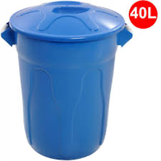 Cesto plástico com tampa 040 litros azul jsn