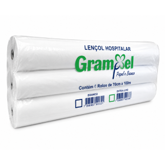 Lençol hospitalar extra branco 70 x 50 c/6 rolos grampel