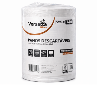 Pano descartavel - rolo -  600 unidades - para limpeza geral leve -25x33cm  - branco  - versatta wipes