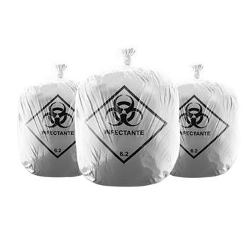 Saco para Lixo Hospitalar 50L Branco Almofada 100 PÉS 63X80